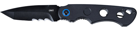 CRKT A.B.C. 2606 3.39" Folding Tanto Knife, Veff Serrated Black Oxide 12C27 Sandvik Blade, Black G10 Handle, IKBS Bearings