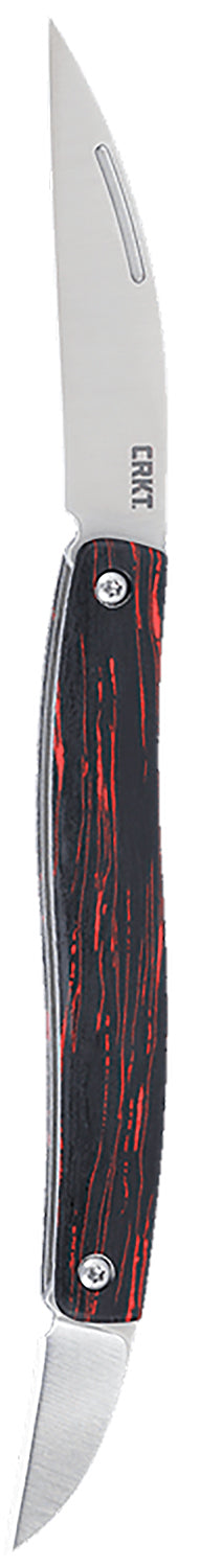 CRKT Forebear 4810 Two-Blade Folder, 1.06" and 2.29" Wharncliffe Satin 12C27 Blades, Black/Red G10 Handle
