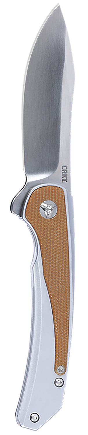 CRKT Padawan Folding Knife Model 6070, 3.01" 14C28N Wharncliffe Blade, Stainless Steel Frame, Coyote Tan G10 Handle