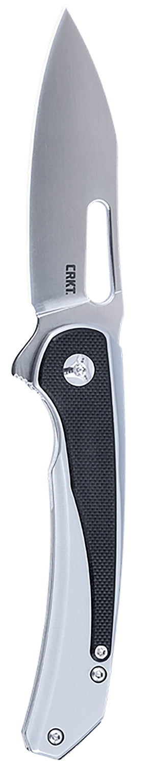 CRKT Padawan Folding Knife Model 6075, 3.01" 14C28N Wharncliffe Blade, Stainless Steel Frame, Black G10 Handle Overlays
