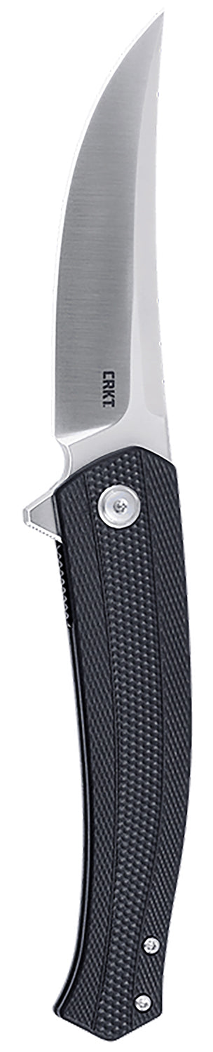 CRKT Persian EDC Folder Model 7060, 3.44" Satin D2 Steel Trailing Point Blade, Black GRN Handle