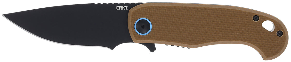 CRKT P.S.D. II EDC Folder Model 7910, 3.03" Black EDP AUS-10 Drop Point Blade, Coyote Tan G10 Handle