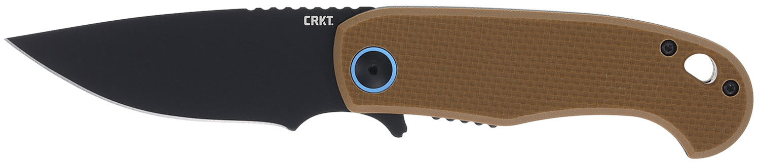 CRKT P.S.D. II EDC Folder Model 7910, 3.03" Black EDP AUS-10 Drop Point Blade, Coyote Tan G10 Handle