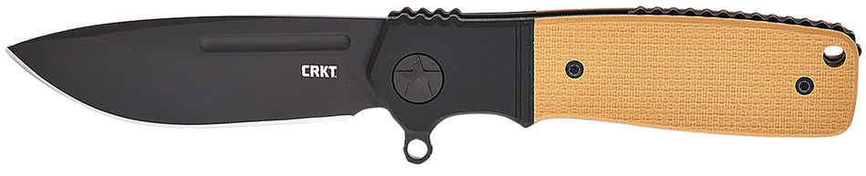 CRKT Homefront Compact EDC Folder Model K245BKP, 2.91" Black DLC S35VN Drop Point Blade, Black and Tan G10 Handle