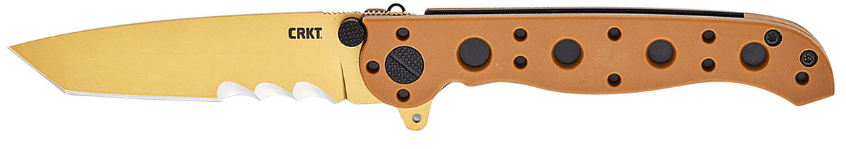 CRKT M16-10DZ EDC Folding Knife, 3.03" Desert Tan D2 Steel Part-Serrated Tanto Blade, Desert Tan GRN Handle