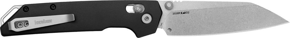 Kershaw 2038R Iridium Pocket Folder 3.40" Reverse Tanto D2 Blade, Black Anodized Aluminum Handle, Pocket Clip