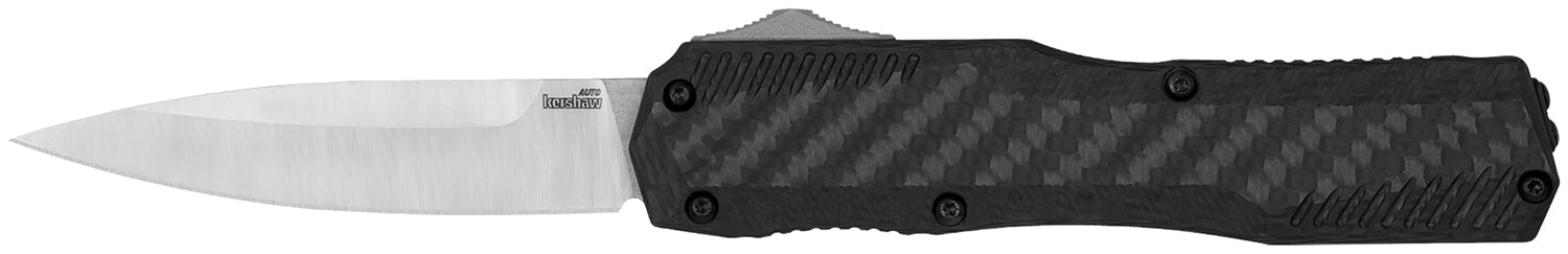 Kershaw 9000CF Livewire OTF Dagger 3.35" CPM MagnaCut Double Edge PVD Blade, Black Anodized Aluminum Handle