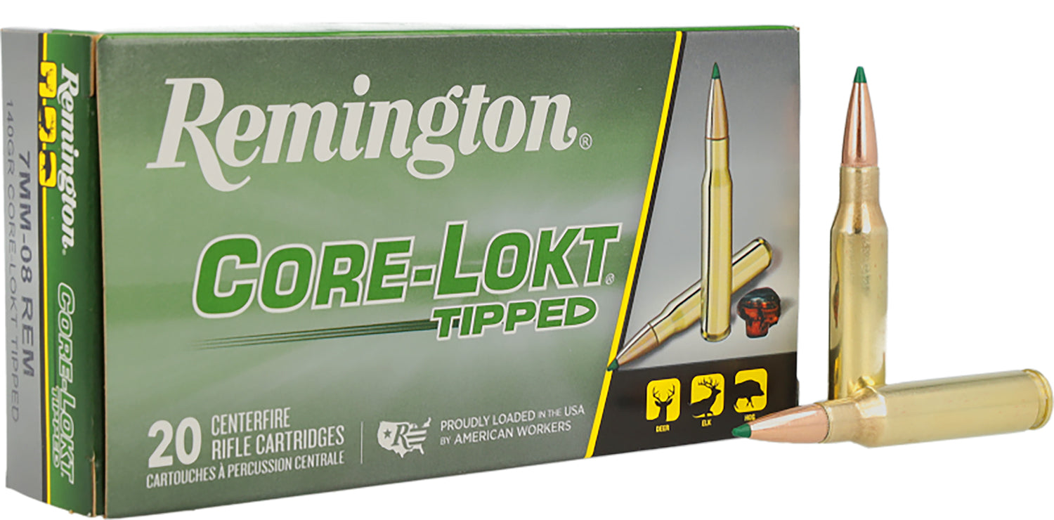 Remington Core-Lokt Tipped 7mm-08 Remington 140 grain Polymer Tip ammunition