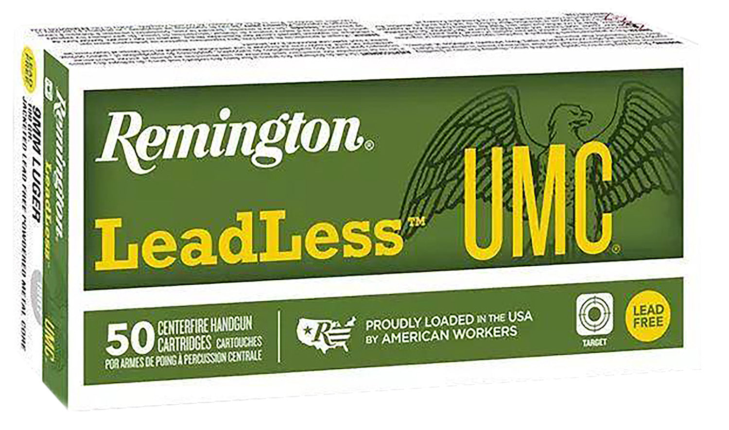 Remington UMC Leadless 9mm Luger / Parabellum 100 grain Lead Free Jacketed ammunition