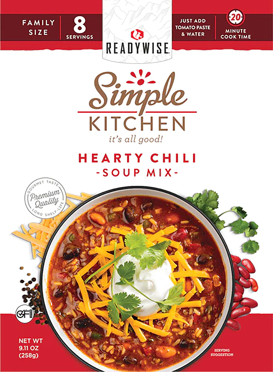 ReadyWise Simple Kitchen RWSK05064 Hearty Chili 6-Pack 8-Serving Pouches
