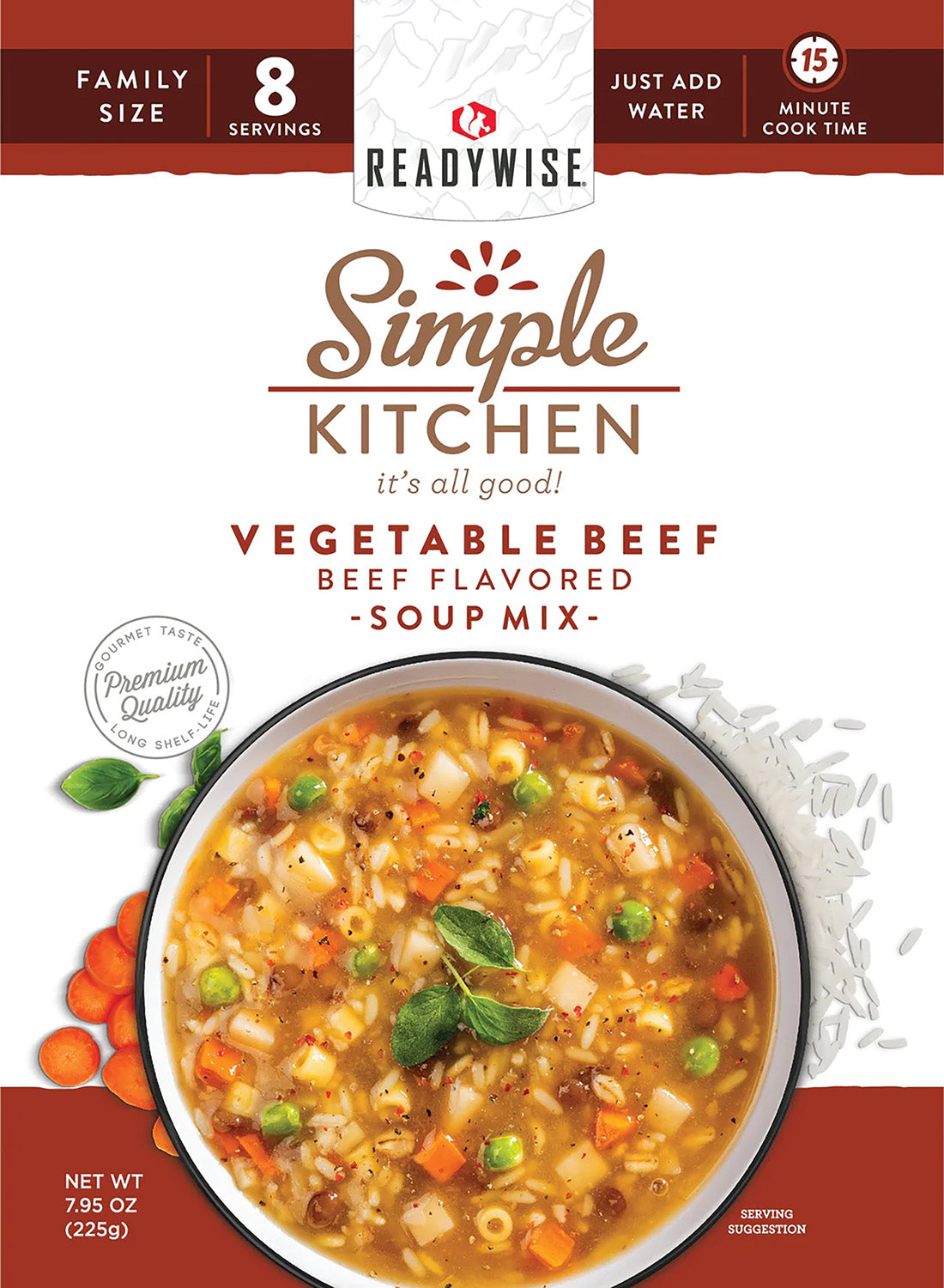 ReadyWise Simple Kitchen RWSK05067 Vegetable Beef Soup 6-Pack 8-Serving Pouches