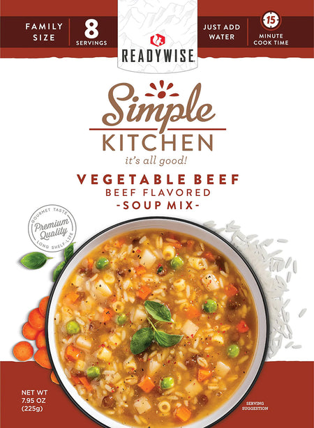 ReadyWise Simple Kitchen RWSK05067 Vegetable Beef Soup 6-Pack 8-Serving Pouches
