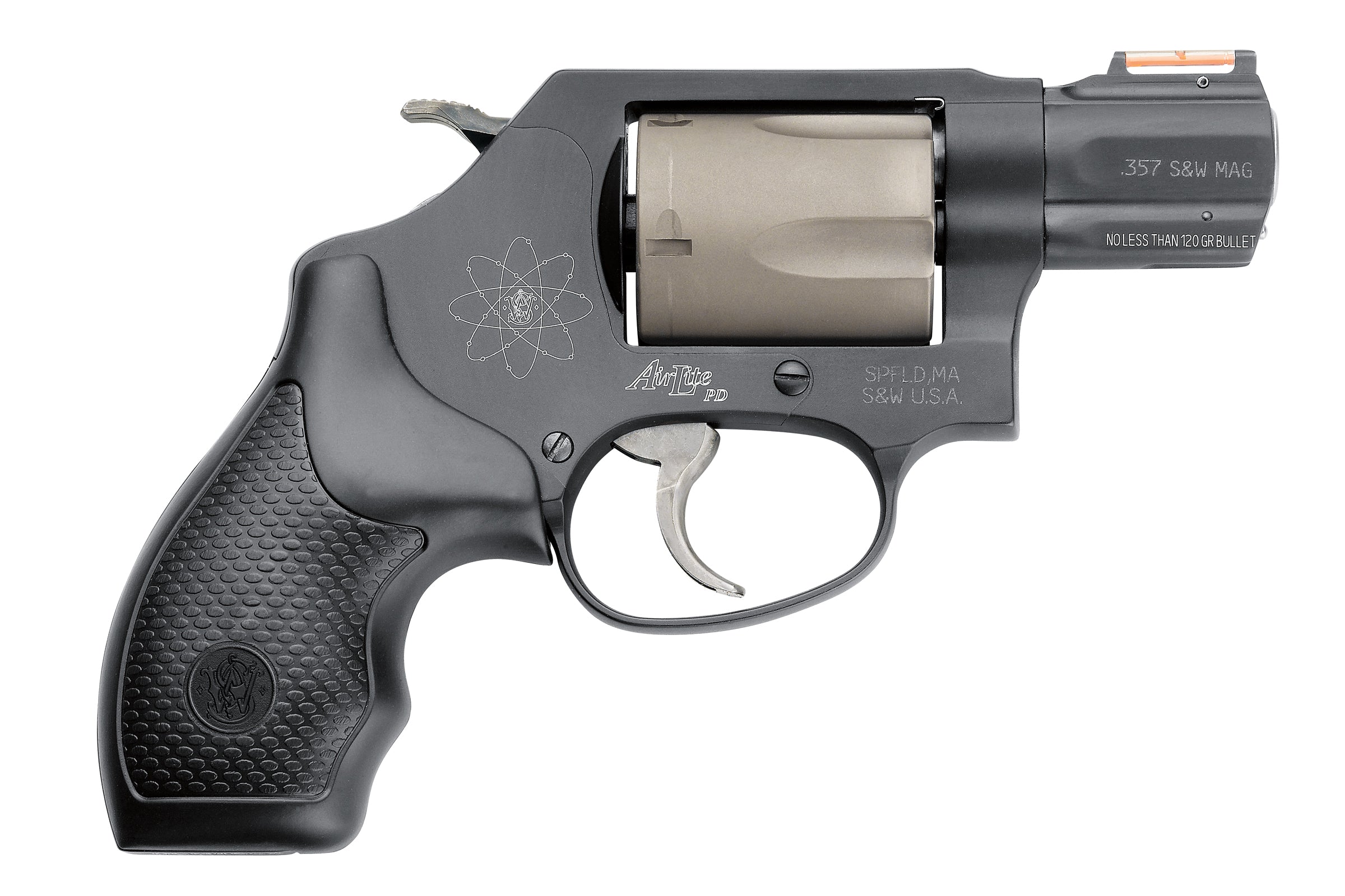 Smith & Wesson 163064 Model 360 Personal Defense 357 Mag or 38 S&W Spl +P 1.88" Black Stainless Steel Barrel, 5rd Titanium Cylinder, Black Scandium Alloy J-Frame, HiViz Fiber Optic Orange Front Sight