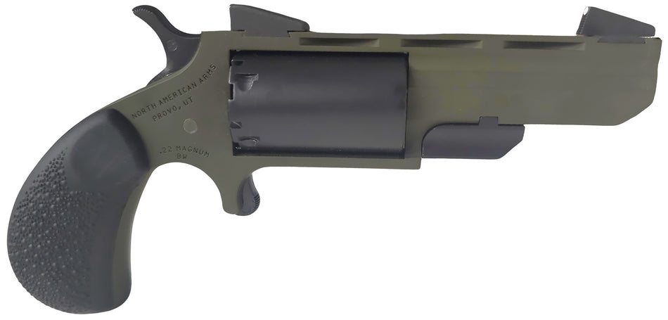 North American Arms NAATGHCB Green Huntsman Conversion 22 LR/22 Mag 5rd 2" Heavy Vent Rib Barrel, OD Green Cerakote Steel Frame, Matte Black Cylinder, Black Cobblestone Rubber Grip