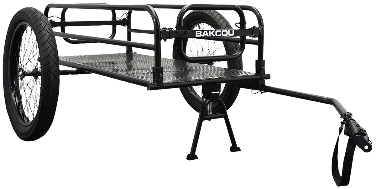 Bakcou AFCT Cargo eBike Trailer Black 70" with Axle Extenders Kickstand and Removable Canvas Top