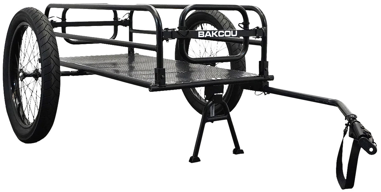 Bakcou AFCT Cargo eBike Trailer Black 70" with Axle Extenders Kickstand and Removable Canvas Top