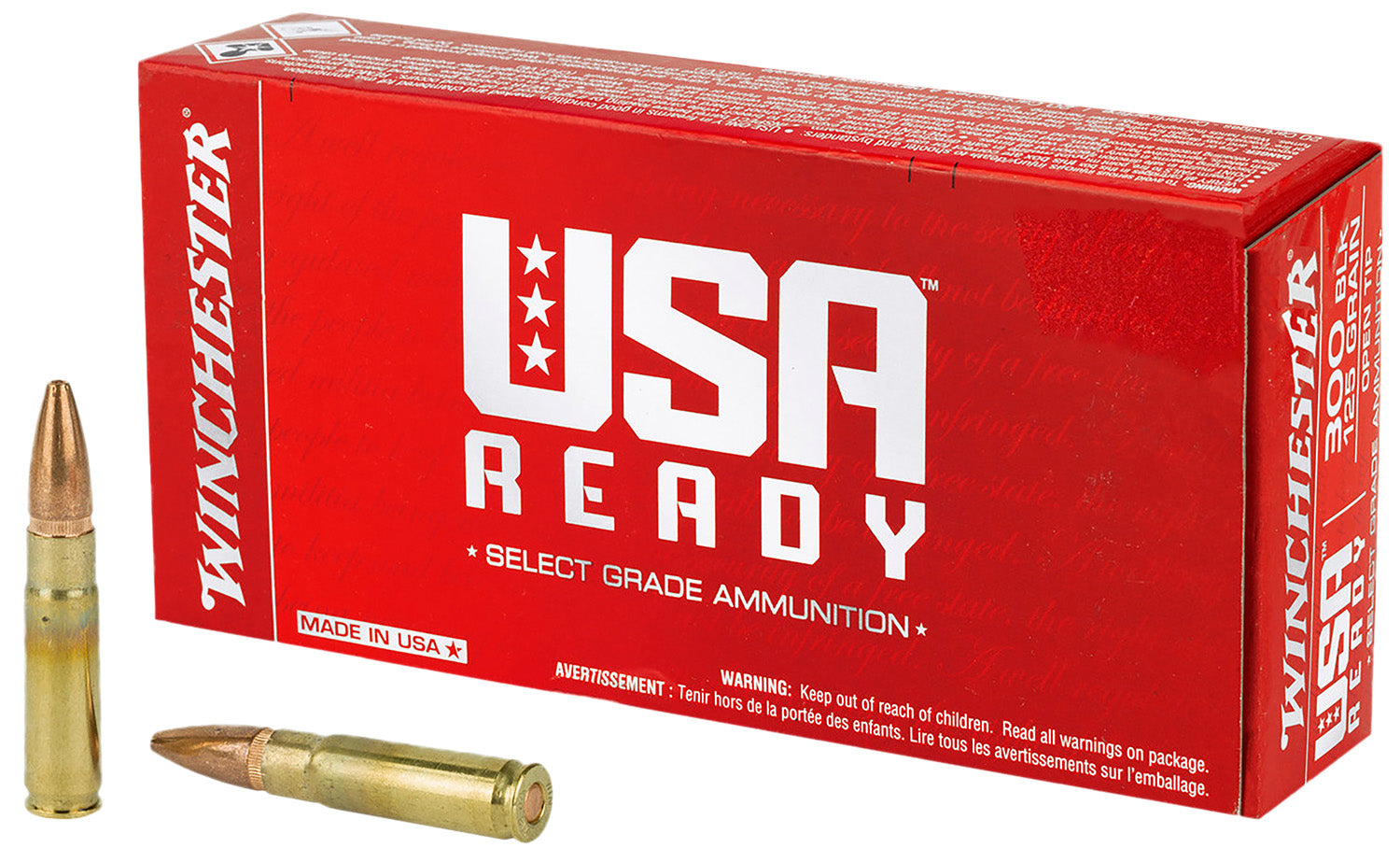 Winchester  6.8 Remington SPC 115 grain Full Metal Jacket Open Tip ammunition