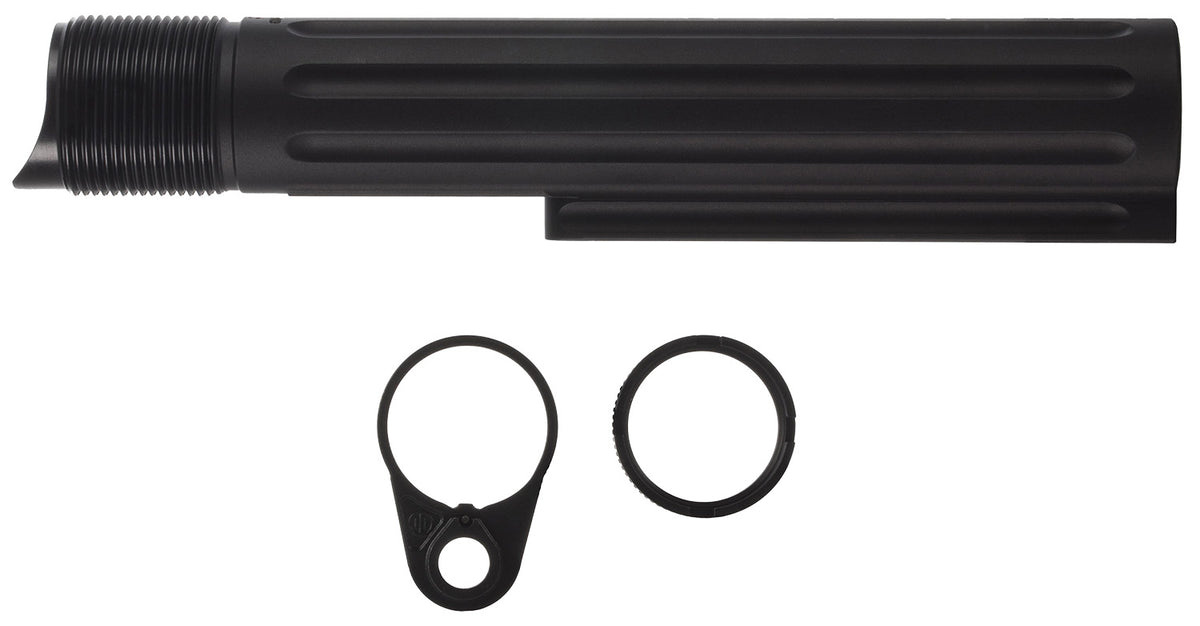 PWS EBT-RLCN-KIT Mil-Spec Extended Buffer Tube Castle Nut End Plate 7075 T-6 Aluminum Black Anodized