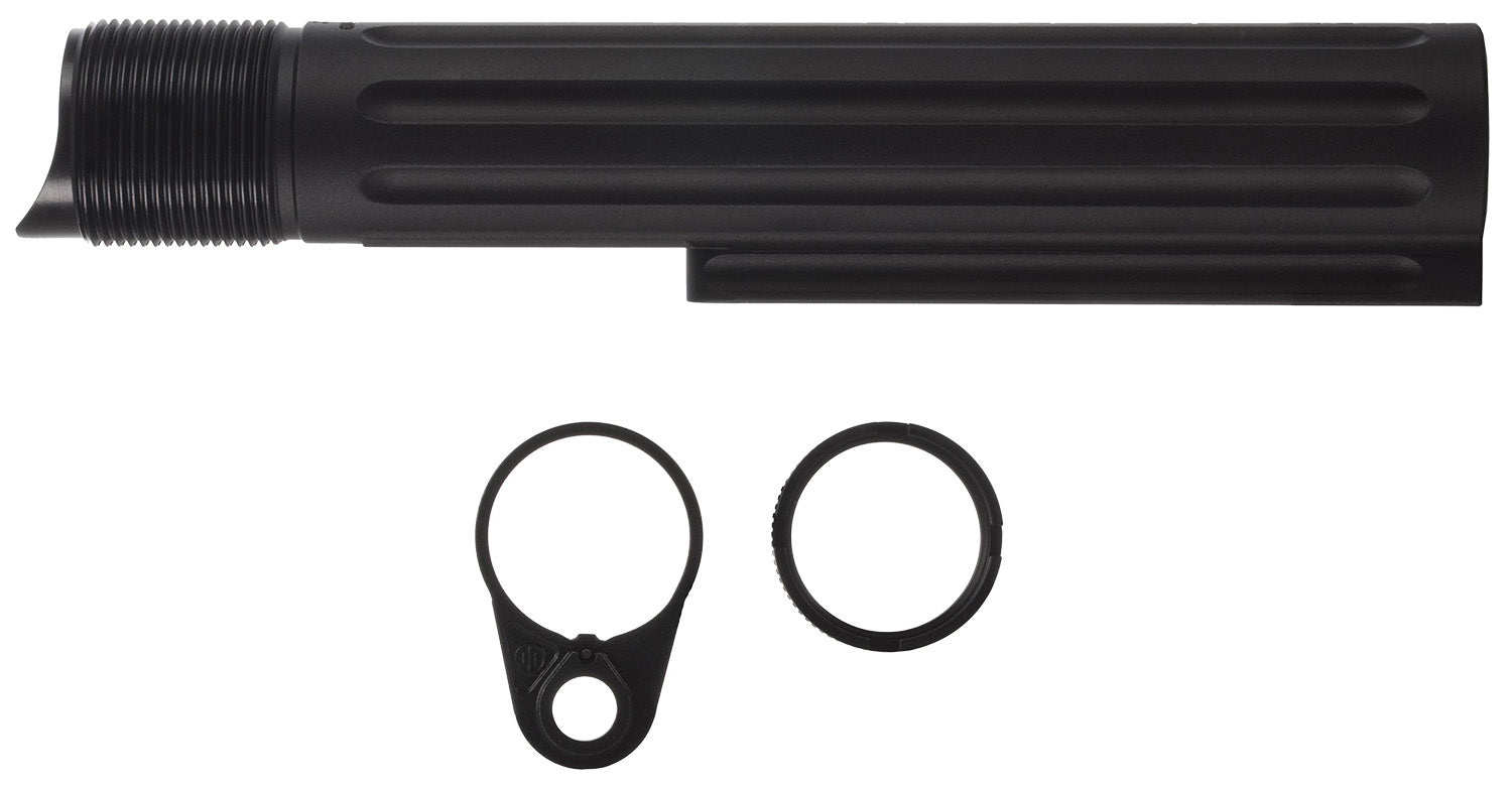 PWS EBT-RLCN-KIT Mil-Spec Extended Buffer Tube Castle Nut End Plate 7075 T-6 Aluminum Black Anodized