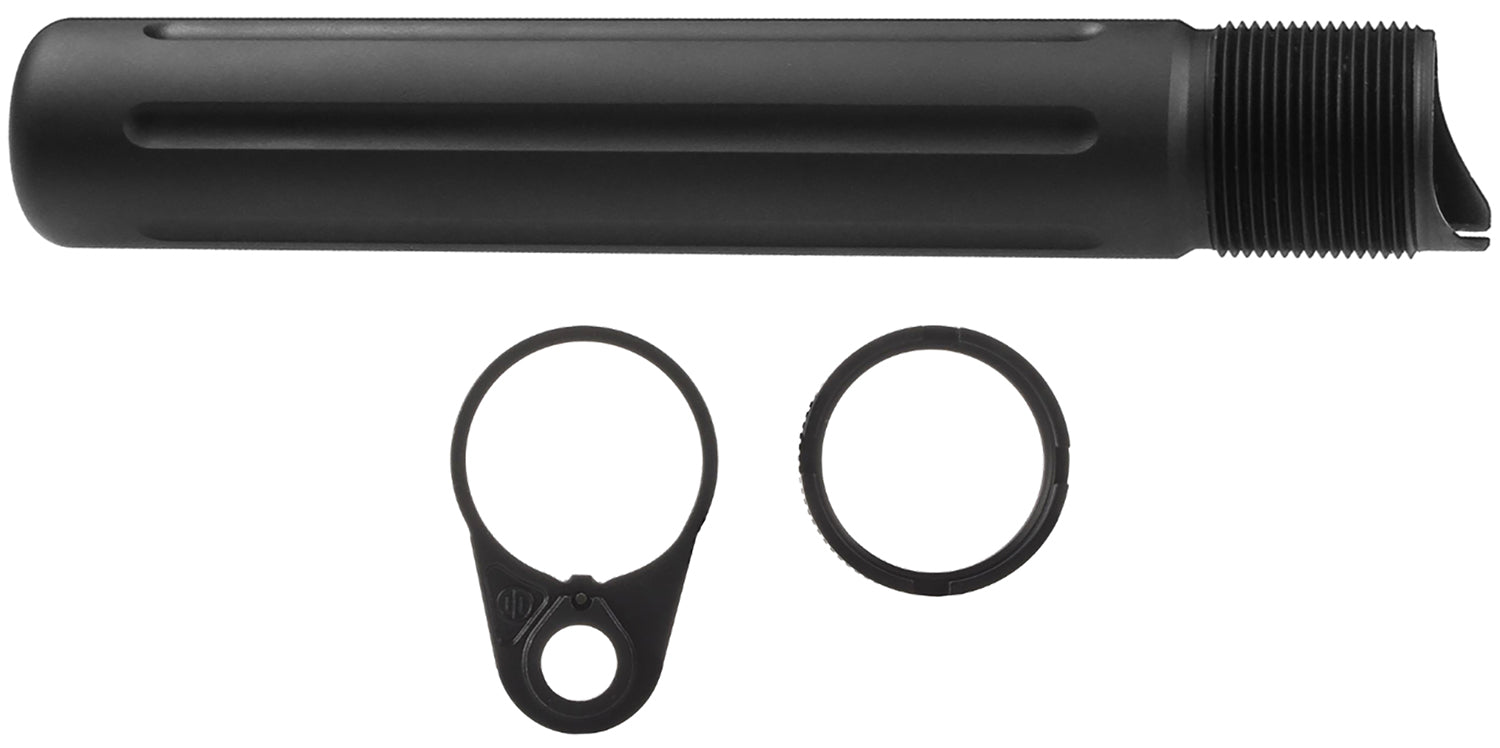 PWS 4G2BTPB-1F Mil-Spec Pistol Buffer Tube Castle Nut End Plate Set 7075 T-6 Aluminum Black Anodized