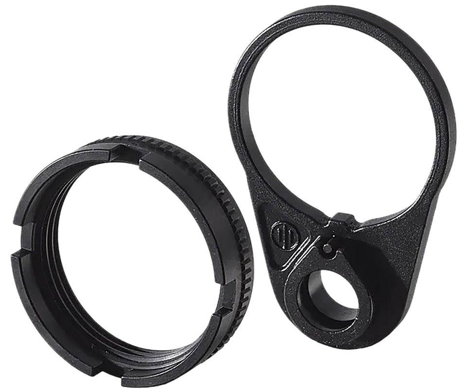 PWS 4BTRLPB-1F Black Ratchet Lock Castle Nut with QD End Plate for AR Builds