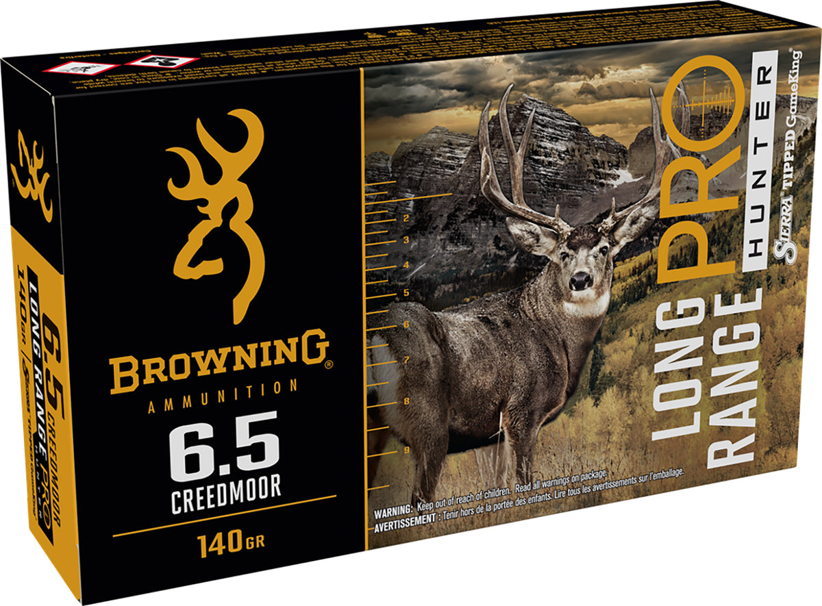 Browning Long Range Pro 6.5mm Creedmoor 140 grain Sierra Tipped GameKing boat-tail ammunition