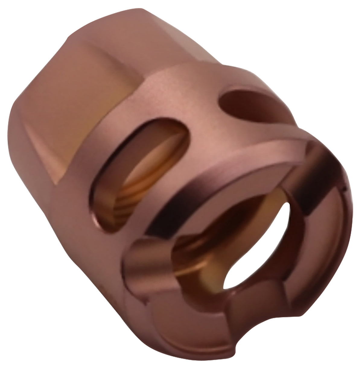 True Precision Y-Type Micro Compensator Copper Coated 1/2"x28 9mm 380 ACP Stainless Steel