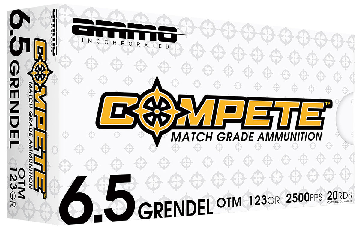 Ammo Inc Match 6.5mm Grendel 123 grain Boat Tail Hollow Point ammunition