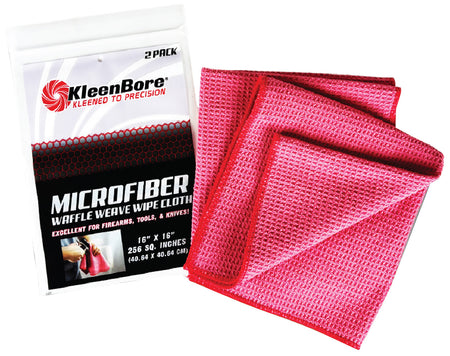 KleenBore Waffle Weave Microfiber Cleaning Cloths 16x16" Highly Absorbent 2 Pack