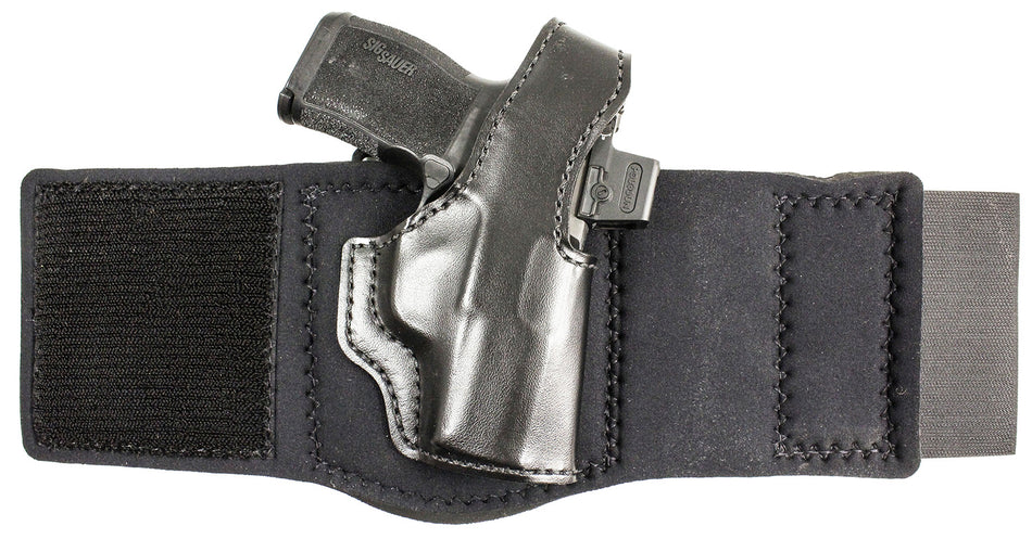 DeSantis Die Hard Black Leather Ankle Rig Holster Sig Sauer P365 Red Dot Right Hand