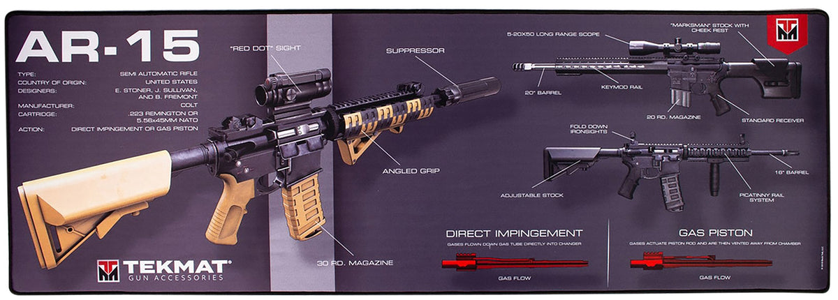TekMat AR-15 Large Floor Mat, 42"x25", Vulcanized Rubber Non-Slip Backing, Black TEK-42-AR15-WPD