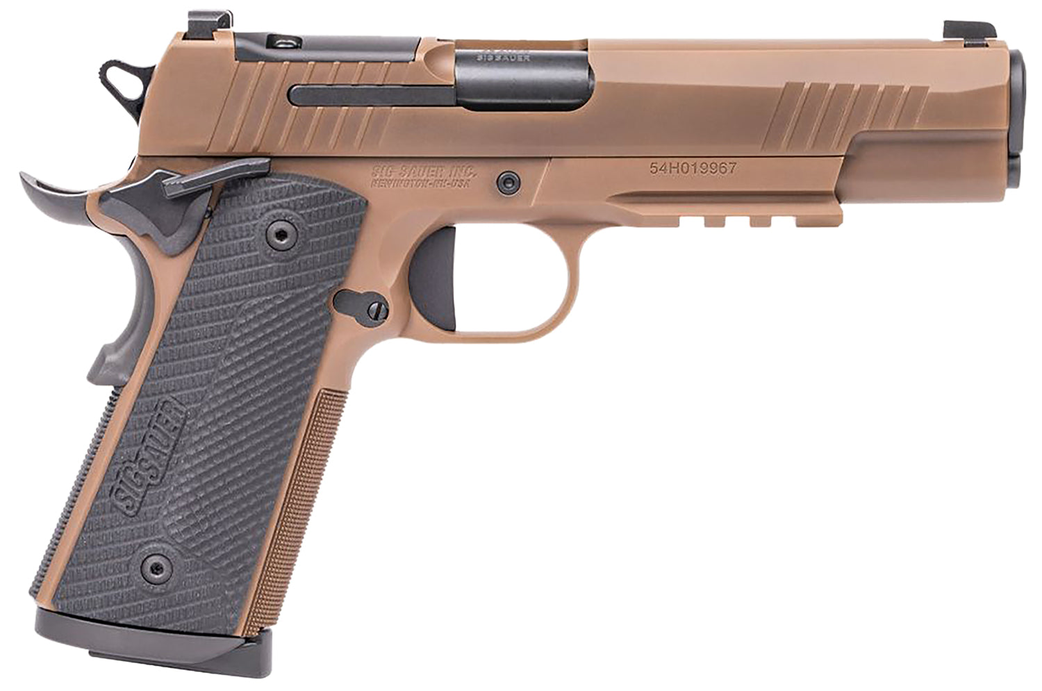 Sig Sauer 1911XR45CXR3 1911-X Full Size Frame 45 ACP 8+1 5" Black DLC Carbon Steel Barrel, Coyote PVD Optic Cut/Serrated Stainless Steel Slide & Frame w/Beavertail & Picatinny Rail, Black G10 Grip