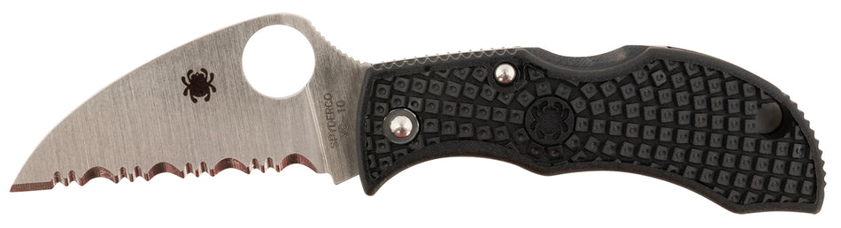 Spyderco MBKWSB Manbug Wharncliffe Serrated Compact Folding Knife 1.91" Black TiCN VG-10 Stainless Blade Black FRN Handle