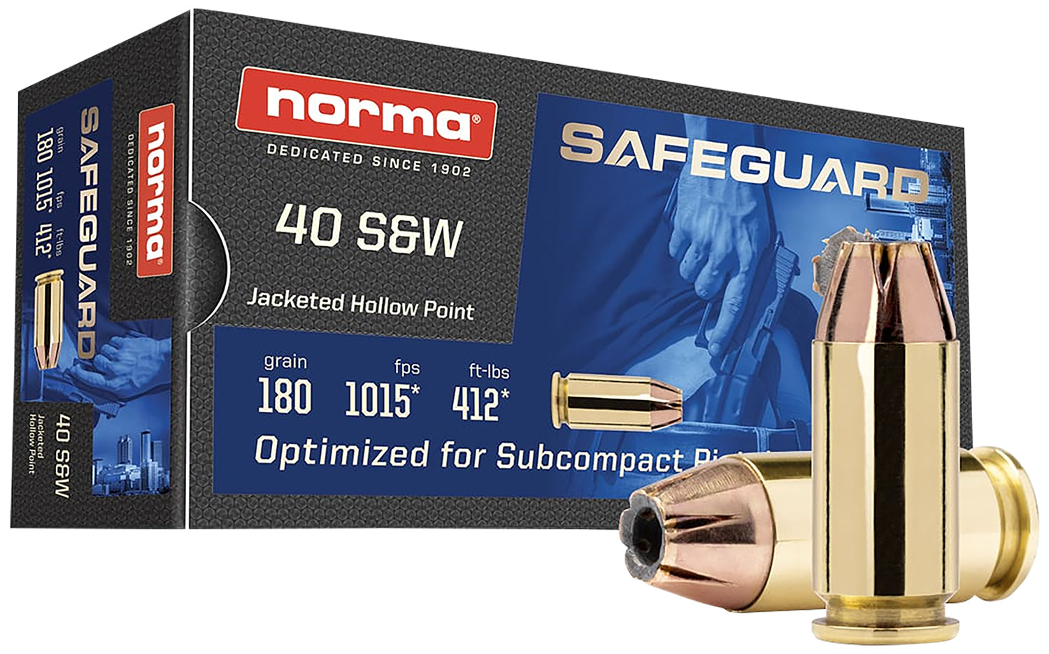 Norma Safeguard Jacketed Hollow Point 180 Grain .40 S&W 1015 fps