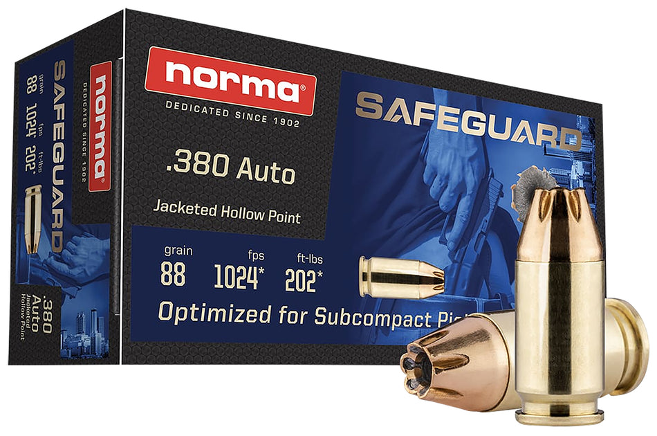 Norma Safeguard Jacketed Hollow Point 88 Grain .380 ACP/Auto 1024 fps