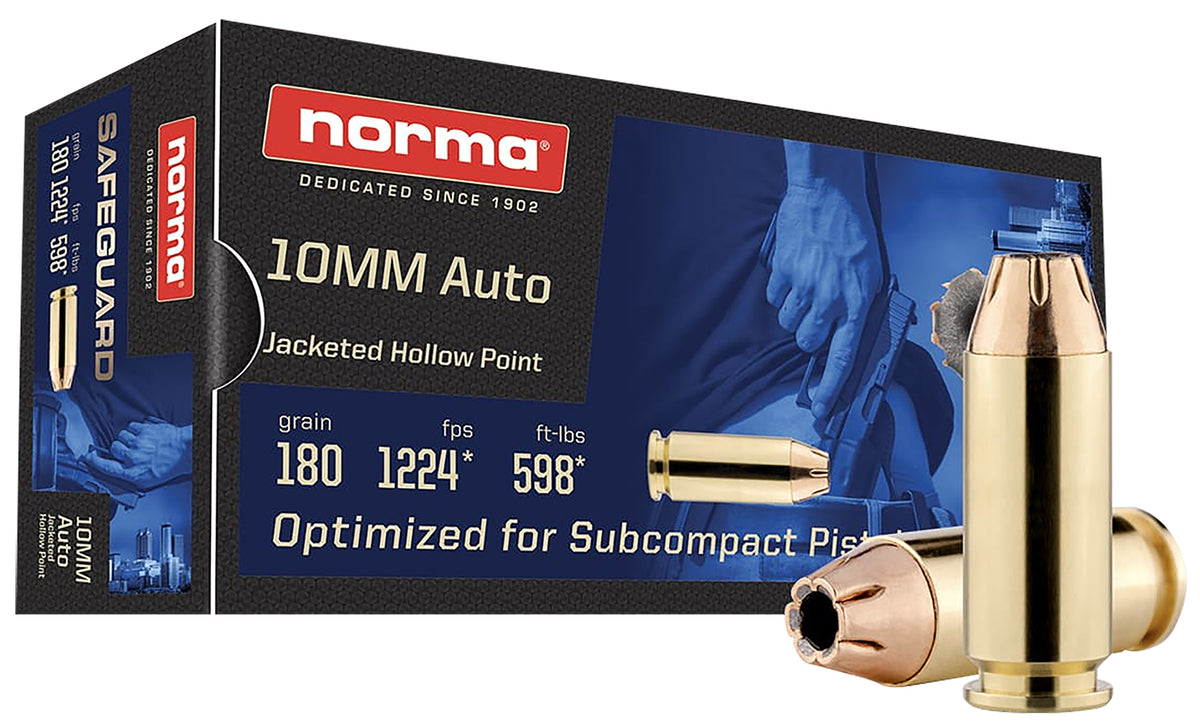 Norma Safeguard Jacketed Hollow Point 180 Grain 10mm Auto