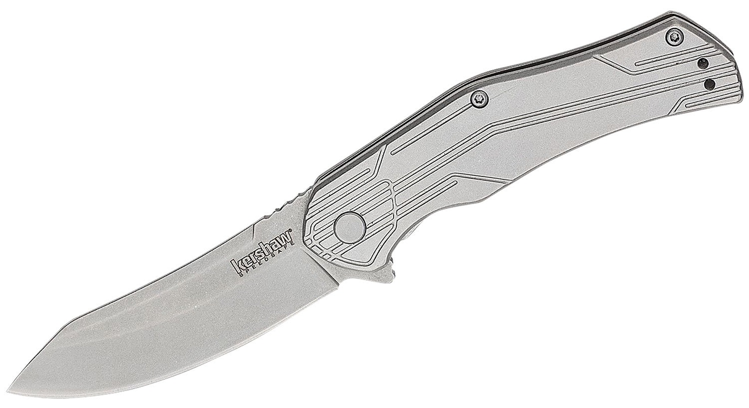 Kershaw 1380X Husker Slim EDC Pocket Knife 3" Trailing Point SS Blade, Stonewashed Stainless Handle