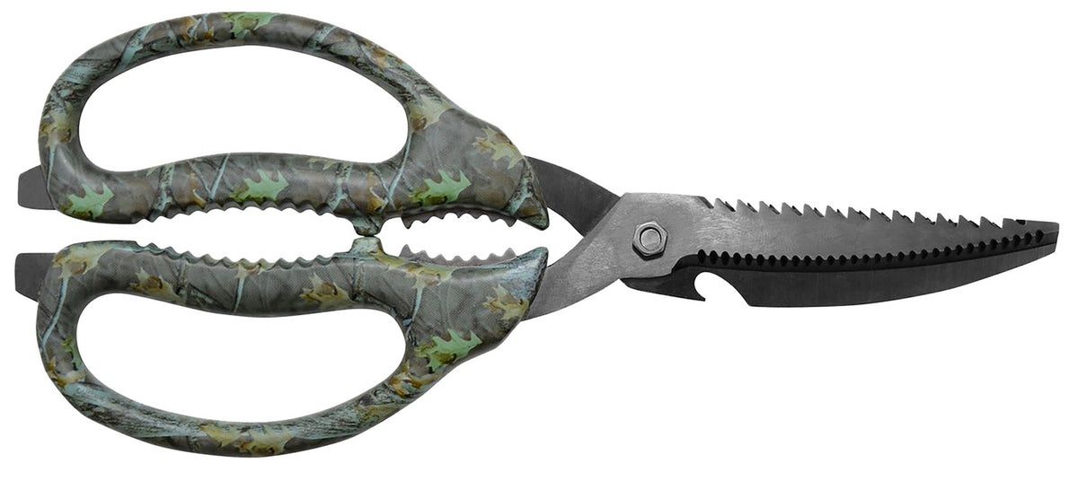 Camillus Multi-Function Game Shears Camo 4" Serrated Titanium Bonded Blade, 9" Long with Saw Blade and Screwdrivers