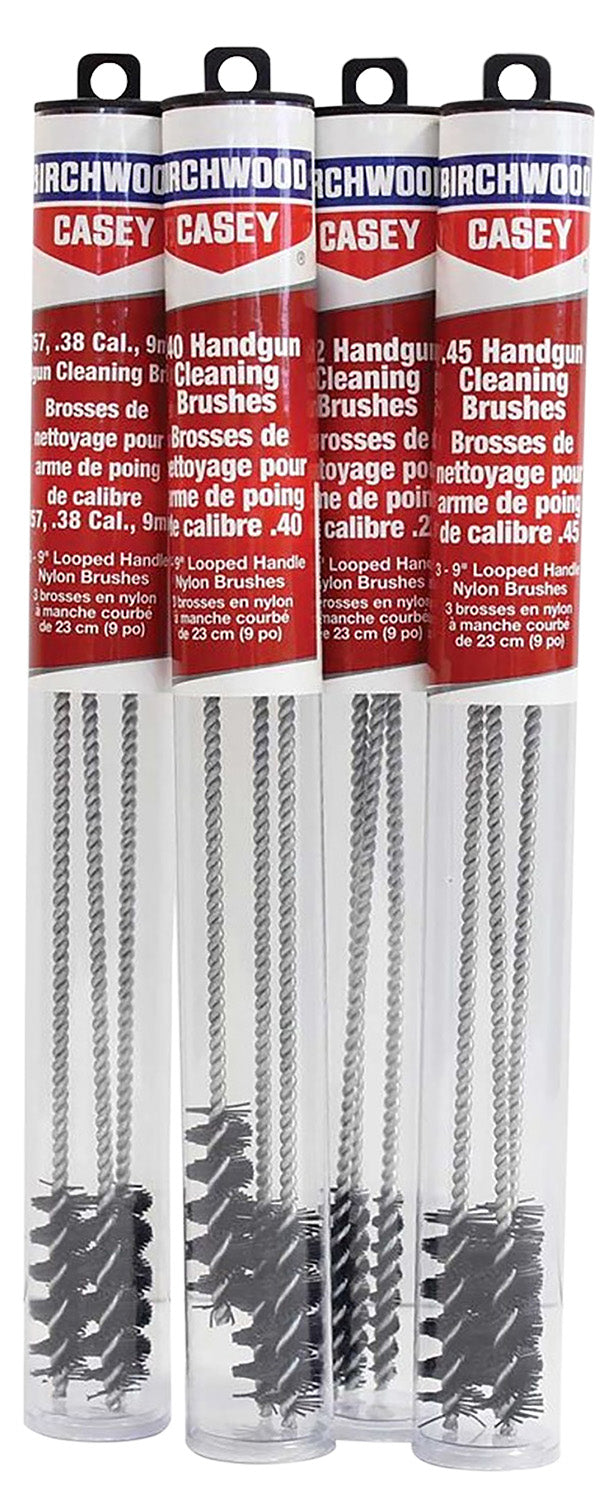 Birchwood Casey Model 41210 9mm/357/38/380 Looped Handgun Cleaning Brushes 9" Nylon 3 Pack