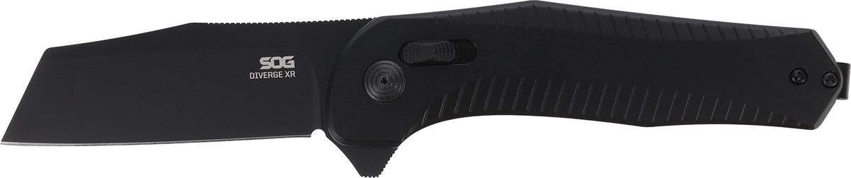 SOG Diverge XR EDC Folder 3" Plain Black D2 Steel Blade, Black Aluminum Handle with Pocket Clip
