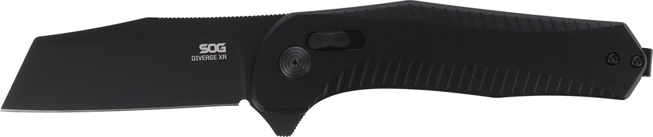 SOG Diverge XR EDC Folder 3" Plain Black D2 Steel Blade, Black Aluminum Handle with Pocket Clip
