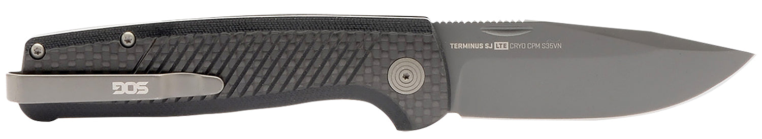 SOG Terminus SJ LTE 2.90" Plain Black TiNi S35VN Folding Knife with Graphite G10 Handle