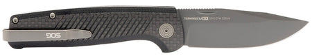 SOG Terminus SJ LTE 2.90" Plain Black TiNi S35VN Folding Knife with Graphite G10 Handle