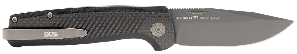 SOG Terminus SJ LTE 2.90" Plain Black TiNi S35VN Folding Knife with Graphite G10 Handle