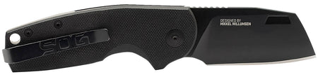 SOG 16030757 Stout SJ 2.60" Folding Knife Stonewashed Cryo D2 Steel Black G10 Handle Belt Clip
