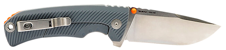 SOG 14060243 Tellus FLK 3.65" Folding Clip Point Cryo 440C SS Stonewashed Blade Wolf Gray GRN Handle