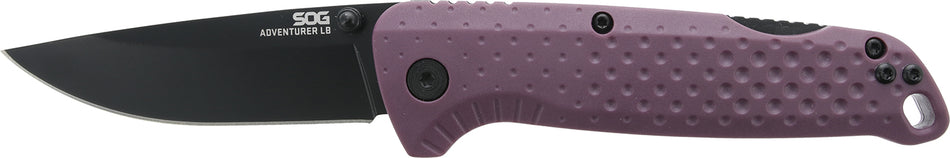 SOG 13110443 Adventure LB 3.50" Folding Drop Point Black TiNi 5Cr15MoV Steel Dark Purple GRN Handle