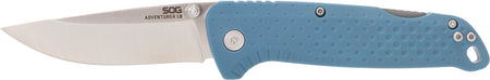 SOG 13110343 Adventure LB 3.50" Folding Drop Point Satin 5Cr13MoV SS Blade Nordic Blue GRN Handle