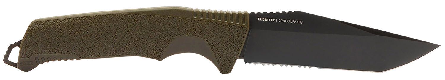 SOG 17120457 Trident FX 4.20" Fixed Tanto Blade Part Serrated TiNi 1.4116 SS OD Green GRN Handle