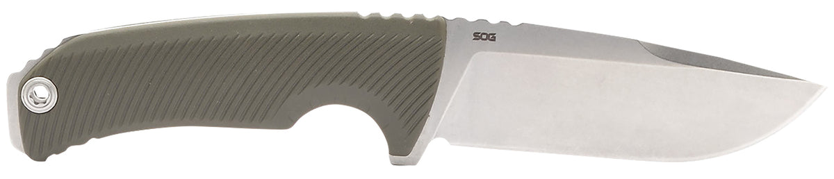 SOG 17060143 Tellus FX 4.20" Fixed Clip Point Cryo 440C SS Stonewashed Blade OD Green GRN Handle Sheath